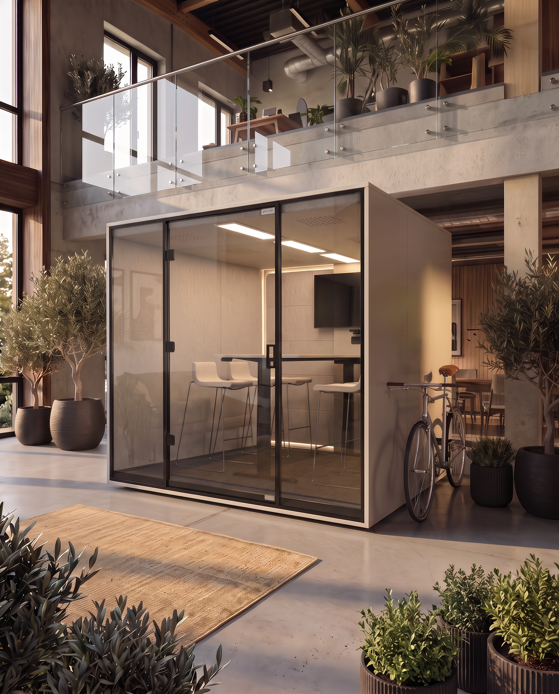 Box akustyczny w biurze loftowym, Wrocław